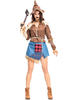 Costumes Femme Robe Marron Plaid Denim Déguisements Halloween