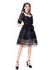 Costumes gothiques dHalloween pour les femmes Robe de voile noire effrayante Polyester Dentelle Costumes de vacances