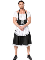 Costumes Halloween Bonne Blanc Drôle Robe Tablier Tunique Vacances Costumes