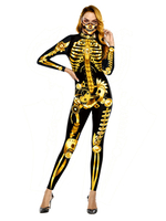 Costumes Halloween Combinaison Squelette Or Noir Costumes De Vacances