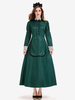 Costumes Halloween Robe Verte Vintage Ensemble De Femme Fête Déguisement