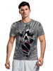 Costumes Halloween T-shirt Imprimé Crâne Effrayant Gris Costumes De Vacances Cosplay