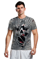 Costumes Halloween T-shirt Imprimé Crâne Effrayant Gris Costumes De Vacances Cosplay