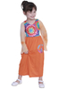 Costumes Hippies rétro Enfant Orange Robe imprimé floral Costume Marie-Antoinette Robe Vêtements vintage fille