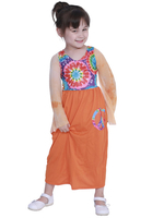 Costumes Hippies rétro Enfant Orange Robe imprimé floral Costume Marie-Antoinette Robe Vêtements vintage fille