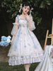 Costumes Lolita Robes Lolita Polyester Volants Imprimé Floral Style Chinois Sans Manches