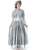 Costumes Mariée Rétro Chapeau Gris Robe Matte Satin Crâne Déguisements Halloween