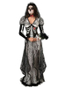 Costumes Noirs Fiancée Cosplay Imprimer Squelette Dentelle 3 Pièces Fêtes Déguisements Halloween