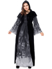 Costumes Noirs Vampire Robe Obi Crâne Femmes Costumes de Fêtes Déguisements Halloween
