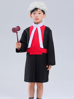 Costumes pour enfants avocat Cosplay vêtements noirs perruque blanche ensemble 2 pièces Costume dhalloween pour enfants