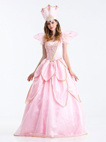 Costumes Robe Ailes Fée Cosplay Robe Rose Marraine Femmes Princesse Mardi Gras Déguisements Halloween