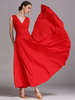 Costumes Robe de danse de salon noir femmes élégantes col en v robe en Polyester plissé sans manches