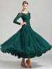 Costumes robe de danse de salon vert foncé femmes élégant Polyester dentelle col bateau dentelle volants soirée