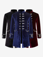Costumes rétro à manches longues en jacquard en polyester vintage rouge pour homme