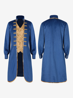 Costumes rétro à manches longues en polyester bleu vintage vintage pour homme