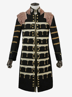 Costumes rétro à manches longues en polyester élégant haut vintage noir pour homme