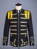 Costumes rétro à manches longues en polyester élégant haut vintage noir pour homme