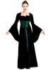Costumes rétro Bell noir manches longues dentelle des femmes Maxi robe Vintage Halloween