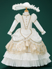 Costumes rétro blancs à volants Costume Marie Antoinette Chapeau en jacquard de polyester Tunique de style européen pour fille Robe de bal de fin dannée