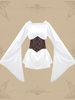 Costumes Rétro Blancs Femmes Top Déguisement Manches Longues Vintage