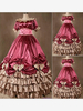 Costumes rétro bordeaux robe en Polyester à volants pour femmes Costume rétro Marie Antoinette Costume du 18ème siècle