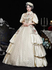 Costumes rétro champagne fleurs polyester imprimé floral robe de costume Marie Antoinette vêtements rétro vintage pour femmes