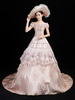 Costumes rétro champagne pour femmes imprimé floral volants nœuds costume Marie Antoinette ensemble en polyester robe chapeau robe de bal rétro