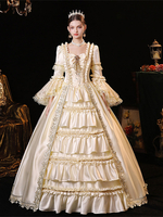 Costumes Rétro Champagne Robe Vintage Costume Marie Antoinette Femme Robe De Bal Mascarade Rétro Robe De Soirée Médiévale
