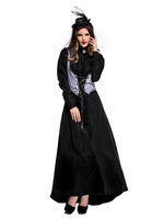 Costumes rétro comtesse rayures plissées à lacets robe Déguisements Halloween Vintage Costume des femmes du XVIIIe siècle