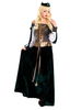 Costumes Rétro Écossais Estampage À Chaud Glands Chapeau Robe Moyen Age Déguisements Halloween Vêtements Vintage Pour Femmes