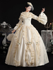 Costumes rétro écrus blancs nœuds costume Marie Antoinette chapeau en polyester ensemble rétro pour femmes costume du 18e siècle