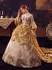 Costumes rétro dorés à volants Costume Marie-Antoinette robe en Polyester pour femmes robe de bal de fête royale