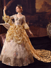 Costumes rétro dorés Robe en polyester Costume Marie Antoinette Vêtements vintage de style européen pour femmes