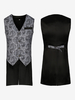 Costumes rétro en polyester sans manches en jacquard vintage noir pour homme