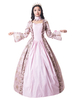 Costumes rétro femmes arcs à volants deux tons satin mat style victorien imprimé floral Vintage vêtements Déguisements Halloween