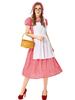 Costumes rétro femmes vichy à carreaux noeuds tablier de coton dentelle costume de ferme rouge Déguisements Halloween