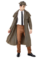 Costumes rétro lin vintage coton lin pied de poule pour hommes Déguisements Halloween