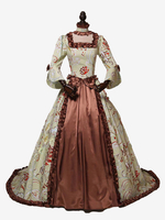 Costumes rétro marron clair volants robe en Polyester femmes rétro Marie Antoinette Costume tunique vêtements Vintage