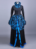 Costumes rétro noirs à volants en polyester à imprimé floral haut de costume Marie Antoinette ensemble rétro pour femmes costume du 18e siècle