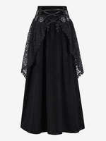Costumes rétro noirs en polyester jupe longue vintage pour femmes costume Marie-Antoinette robe de bal masqué