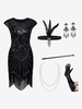 Costumes Rétro Noirs Femmes Ensemble Franges Paillettes Robe Vintage Marie Antoinette Robe De Bal