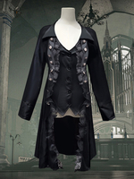 Costumes Rétro Noirs Hommes Veste Marie-Antoinette Boutons En Dentelle Vintage 18ème Siècle