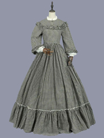 Costumes rétro noirs volants Costume Marie Antoinette robe à carreaux en Polyester tunique rétro femme robe de bal mascarade