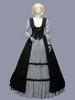Costumes rétro noirs volants robe à rayures en Polyester tunique rétro femme Costume Marie Antoinette vêtements Vintage