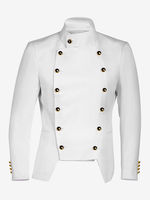Costumes rétro pour homme boutons en polyester blanc vintage élégants à manches longues