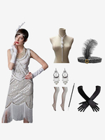 Costumes Rétro Robe Ensemble Paillettes Accessoire Vintage Femme Marie Antoinette 18ème Siècle