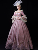 Costumes Rétro Rose Dentelle Volants Fleurs Robe Costume ROCOCO Marie Antoinette Costume 18ème Siècle Déguisements Halloween