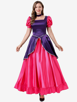 Costumes Rétro Rose Robe Élégante Femme Déguisement Vintage Manches Courtes