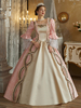 Costumes rétro roses Robe en polyester jacquard pour femmes Costume rétro Marie Antoinette Vêtements vintage