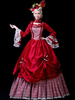 Costumes Rétro Rouge Robe en Dentelle à Volants Style Rococo Costume Marie Antoinette Déguisements Halloween